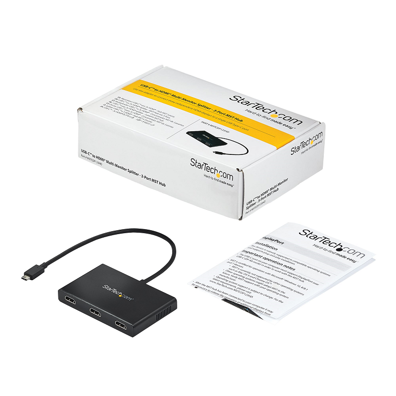 StarTech MSTCDP123HD 3-Port Multi Monitor Adapter - USB-C to 3x HDMI Video Splitter